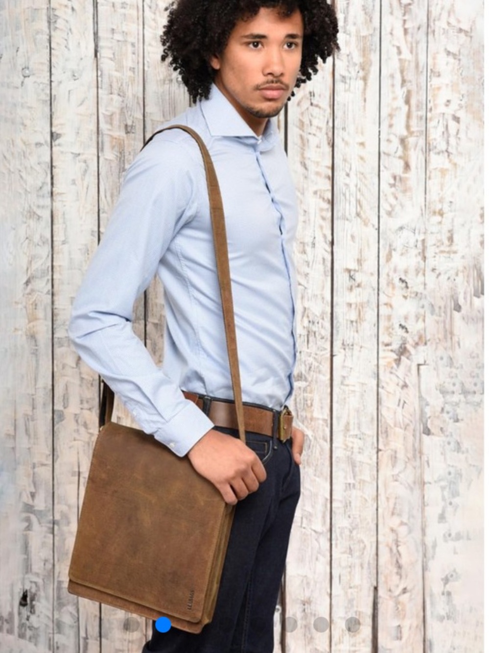NWOT LEABAGS London Leather Messenger Shoulder Laptop Bag Unisex Brown